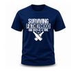 Navy blue men’s fatherhood humor T shirt with distressed dad life graphic print