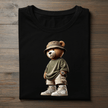 Trendy swag bear graphic tee for teens in black
