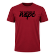 Cardinal red men's graphic shirt with humorous The Answer Is Nope typography
