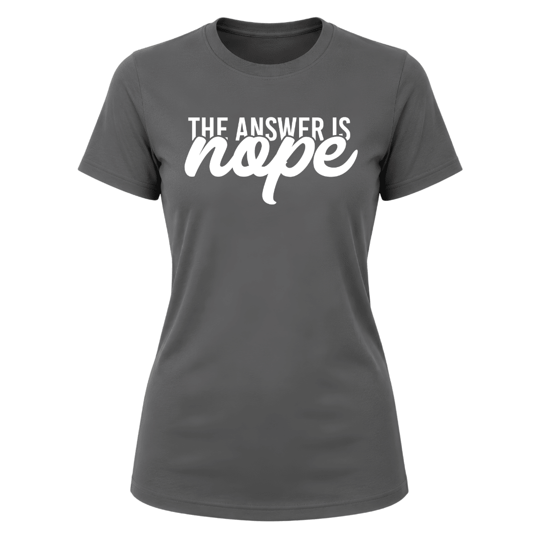 Charcoal grey women's graphic shirt with modern typography design