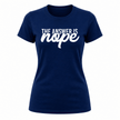 Navy blue women's statement t shirt with bold The Answer Is Nope graphic