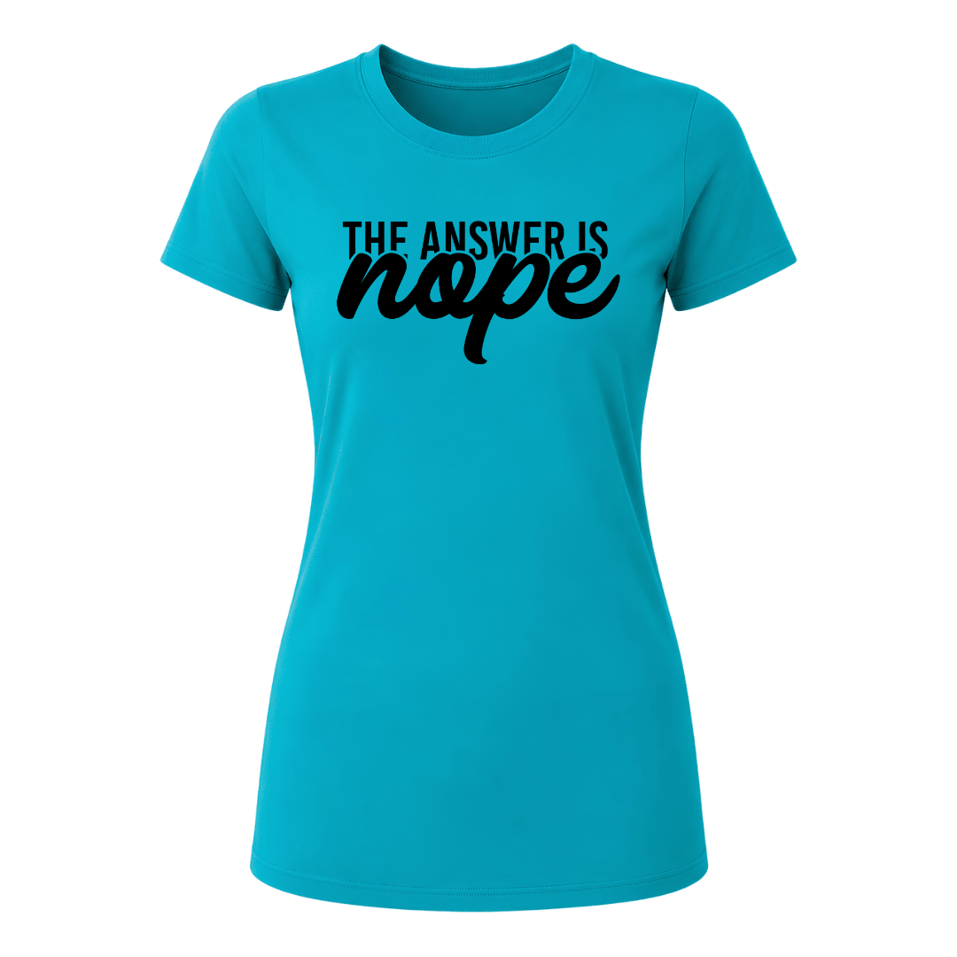 Jade dome blue women's fashion tee with funny sarcastic typography