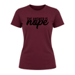 Maroon women's graphic shirt featuring trendy Nope slogan artwork