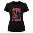 Black women’s motivational graphic t shirt featuring colorful hustle never stops urban streetwear artwork