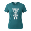 Jade Dome women’s Thinking of You voodoo doll T shirt featuring bold white distressed artwork