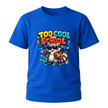 Royal Blue Too Cool for School Kids T Shirt with Raccoon Graphic