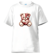 Valentine teddy bear t-shirt with love hugs and kisses graphic on white short sleeve tee