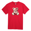 Red Valentine t-shirt featuring teddy bear holding heart love design
