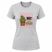 Sport Grey women’s graphic tee featuring a cute grumpy cactus with Not A Hugger text and pink striped background.